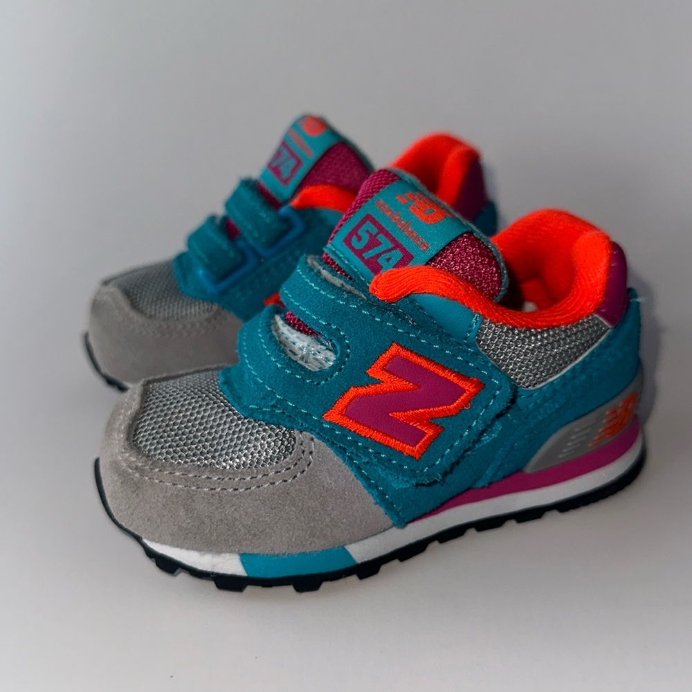 New Balance Infant 574 Gray Teal SZ 4